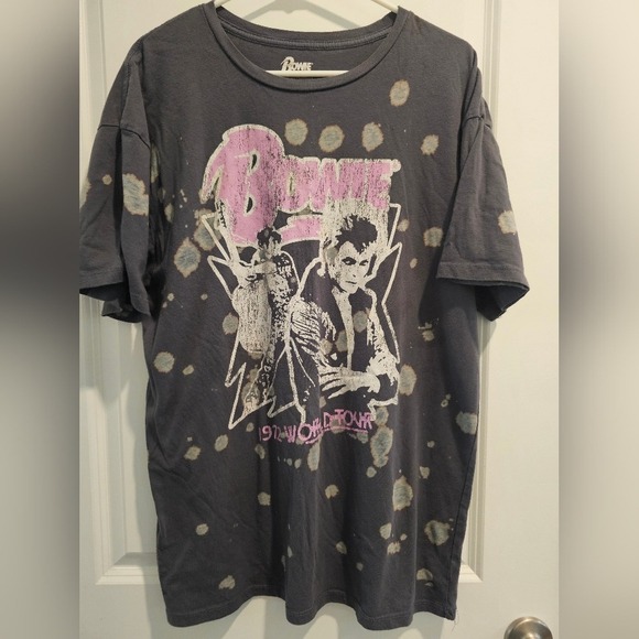 szS David Bowie 1972 World Tour Tee Retro Bleached Distressed Rock & Roll Tshirt - Picture 6 of 8